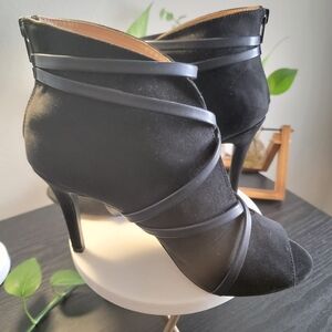 JCPenney Black Criss Cross Heels With Peep Toe